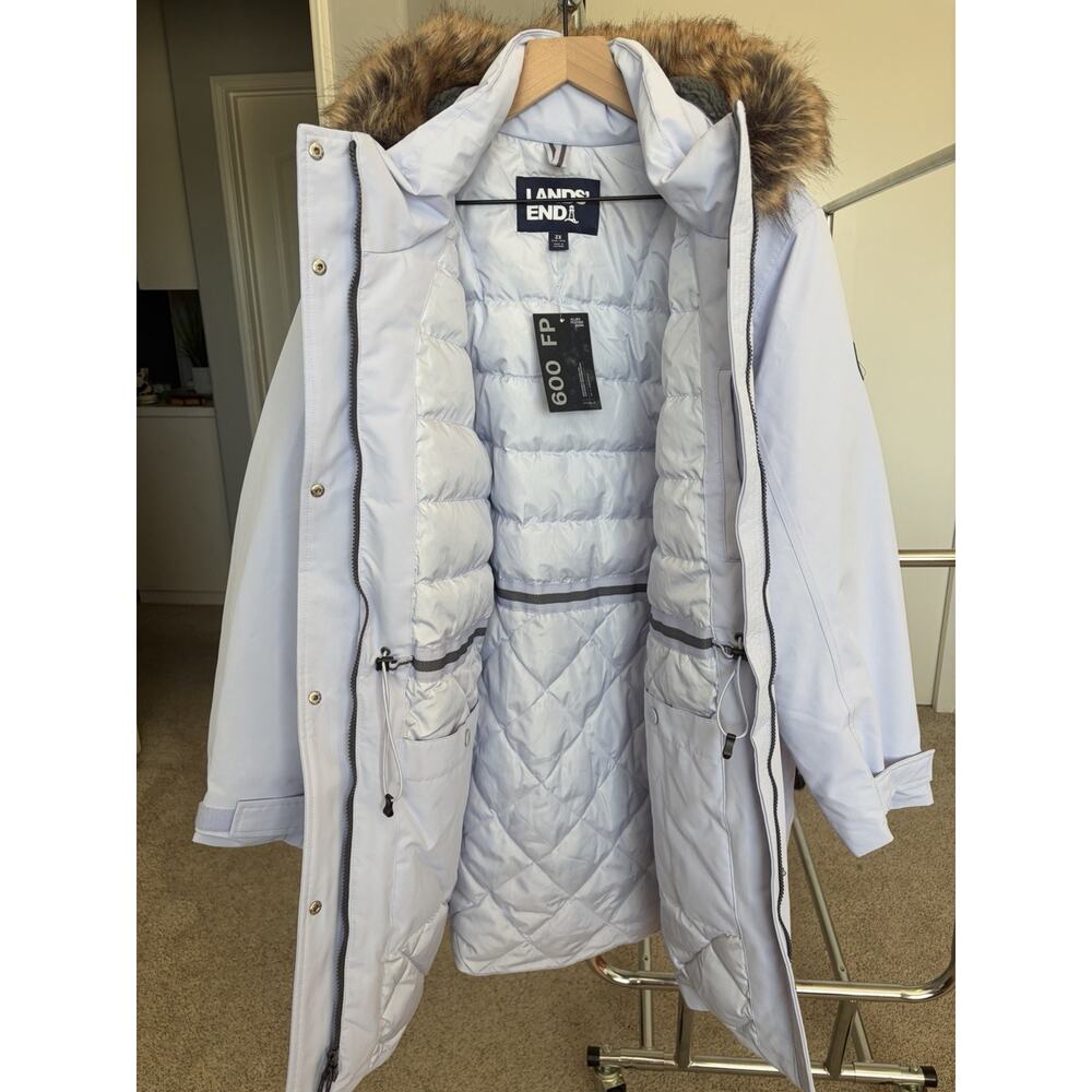 NWT Lands' End Women's 3X Expedition Faux Fur Hooded Down Parka Coat - Picture 3 of 16